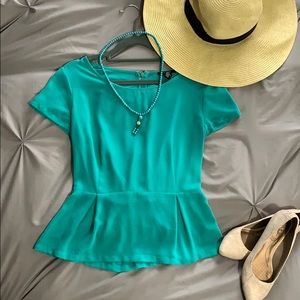 Teal Chiffon peplum top